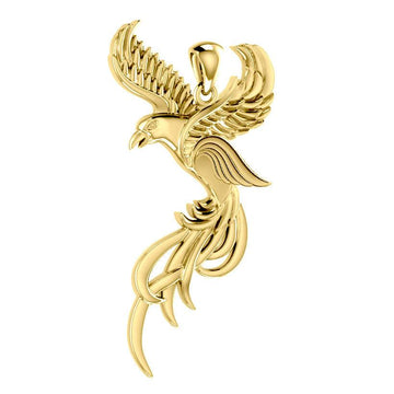 Soar to the Heavens Flying Phoenix Solid 14K Gold Pendant GPD5072 - Jewelry